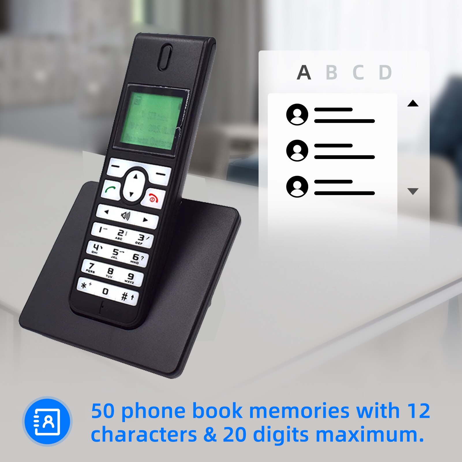 Beamio 2G GSM Wireless Telephone With SIM Card SMS Backlight LED Screen Cordless Phonoe For Older Man Women Home Office Black
