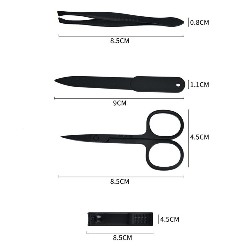 4 pièces/ensemble Cuir Coupe-ongles Noir Orteil Coupe-ongles Coupe Ongles Machine Tondeuse