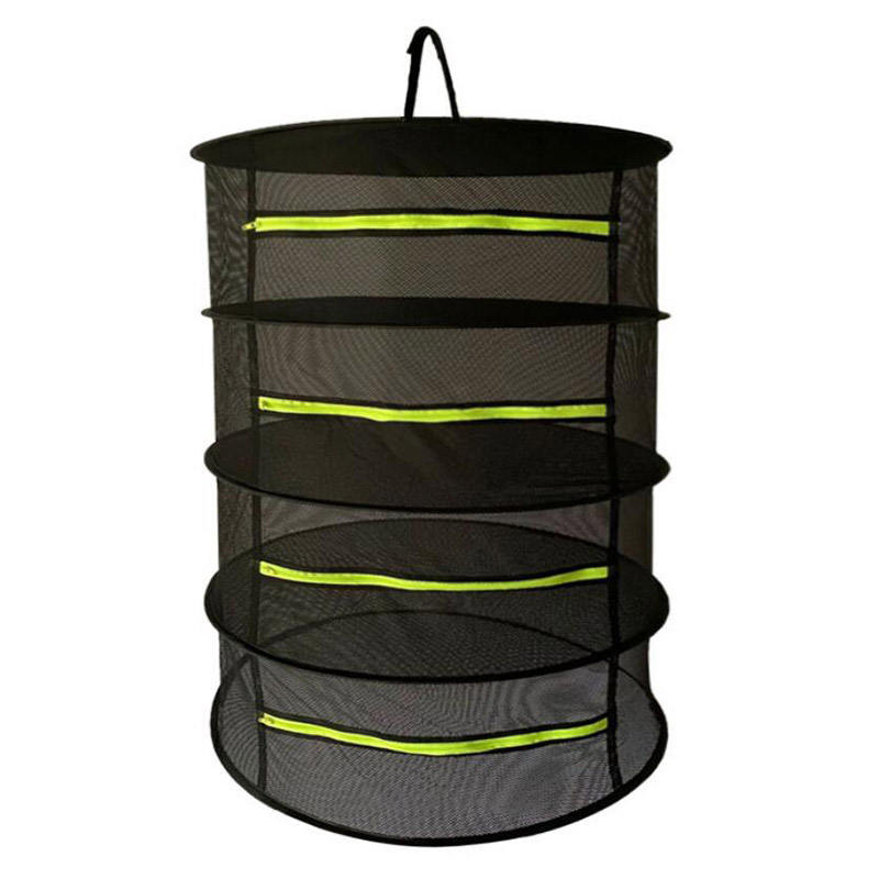 Malla plegable para secar hierbas, rejilla con cremallera para colgar bolsas de pesca, para hierbas, brotes, granos, tela, 2/4/6 capas: 4 floors green