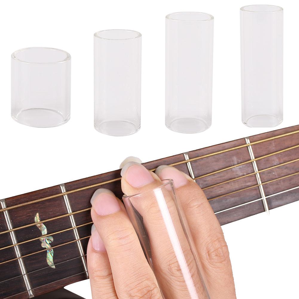 Gjennomsiktig glass gitar bass gliderør finger beskyttelseshylse tilbehør gitar plukke tilbehør 60mm lengde