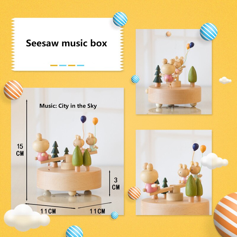 Wooden Music Box Musical Wooden Boxes Birthday Music Box Christmas Home Decoration Accessories: 20