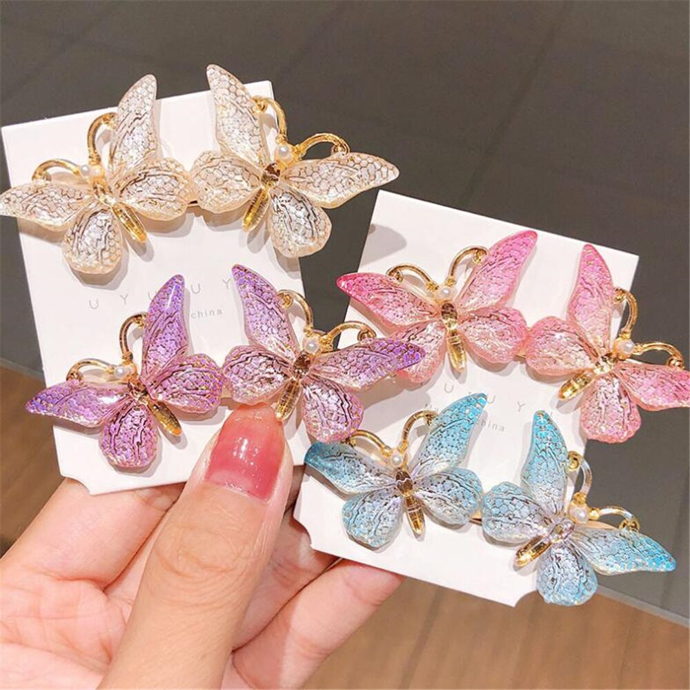 Barrettes pinces à cheveux papillon pour filles, épingles à cheveux en métal acrylique, épingles à cheveux coréennes pour femmes, accessoires