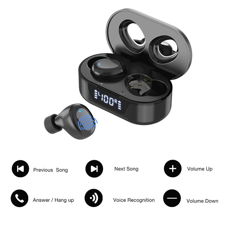 Bluetooth 5.0 Wireless Earbuds 6H Continuous Time, IPX8 Waterproof Deep Bass Wireless earphones for Sports, Built-in Mics