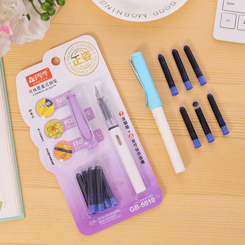 1 Pen+6 Colors Fountain Pen Students Practice Word... – Vicedeal