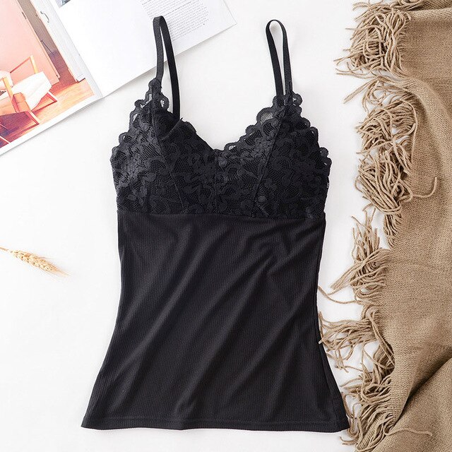 Lace Cotton Vest Tops Women lingerie Pad Sleeveless Straps Print Undefined Tube Tank Top One-piece Female Camisoles Underwear