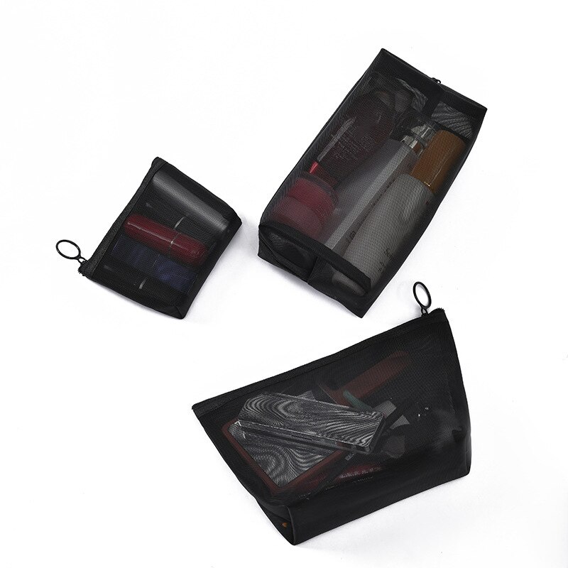 Dámska sieťovaná kozmetická taštička cestovná priehľadná nuter make up organizér set taštička puzdro malé veľké čierne toaletné tašky