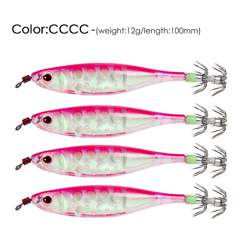 LETOYO 4PCS Floating Squid Jig Artificial Shrimp Fishing Lure Squid Hook Luminous Octopus Cuttlefish Bait Sea Squid Catching Rig: CCCC