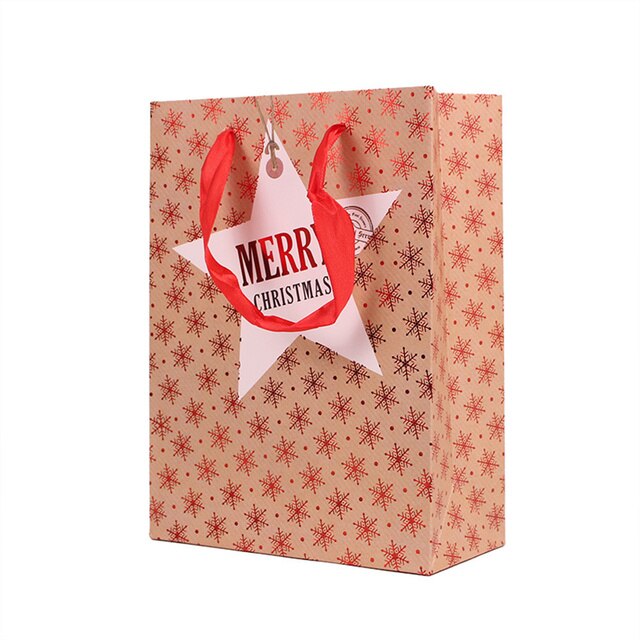 Christmas Bag Snowflake Christmas Kraft Paper Bag Candy Snack Portable Packaging Accessories Christmas Decorations: Five-pointed star