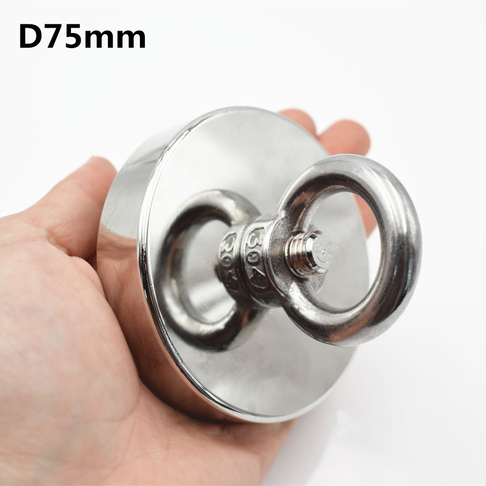 Strong Neodymium magnet super powerful search magnet hook power magnetic fishing magnet salvage permanent NdfeB holder: D75mm