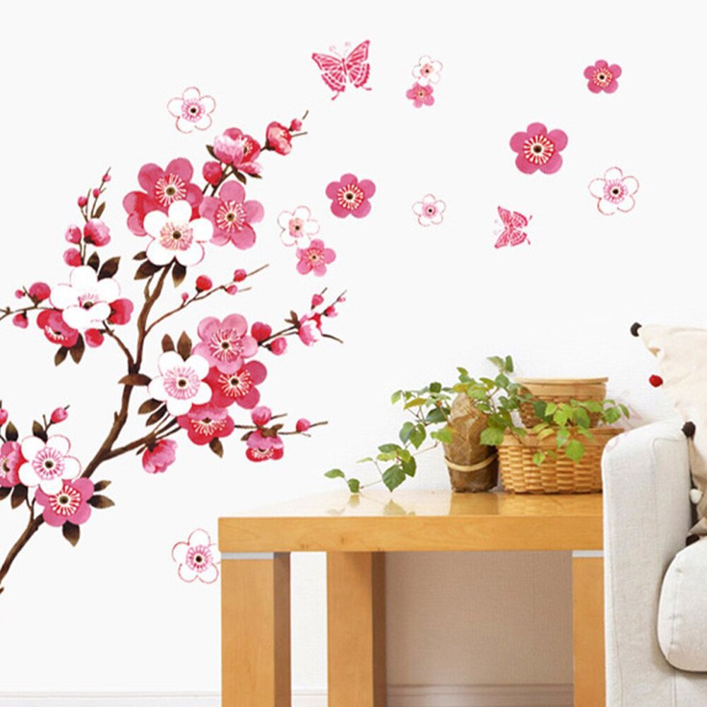 Cherry Blossom Flower Wall Stickers DIY Adhesive Wallpaper Waterproof Living Room Bedroom Wall Decals Art Murals Poster