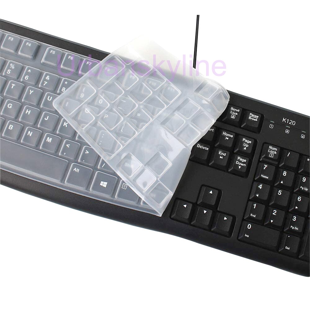 MK120 Toetsenbord Cover Voor Logitech MK120 K120 Bedrade Set Transparant Clear Black Film Siliconen Tpu Case Slim Dunne Engels Ons