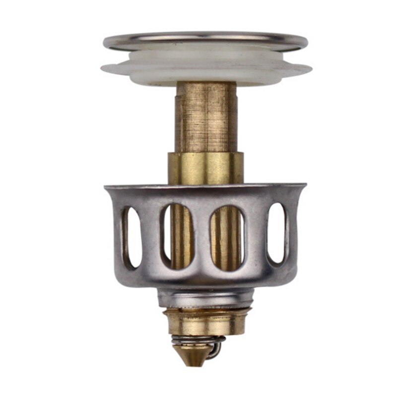 Universal Wash Basin Bouncing Drain Filter No Overflow Pop-up Bathroom Sink Plug With Lid Kitchen Bathroom Filter: Default Title