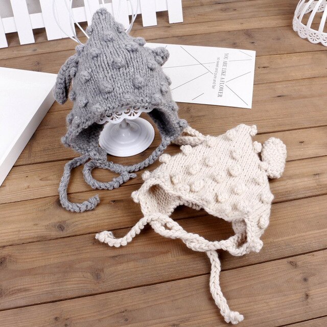 Gorros de lana con orejeras para bebés, con cordones, para otoño e invierno, para hombres y mujeres, sombreros artesanales, bonitos de punto