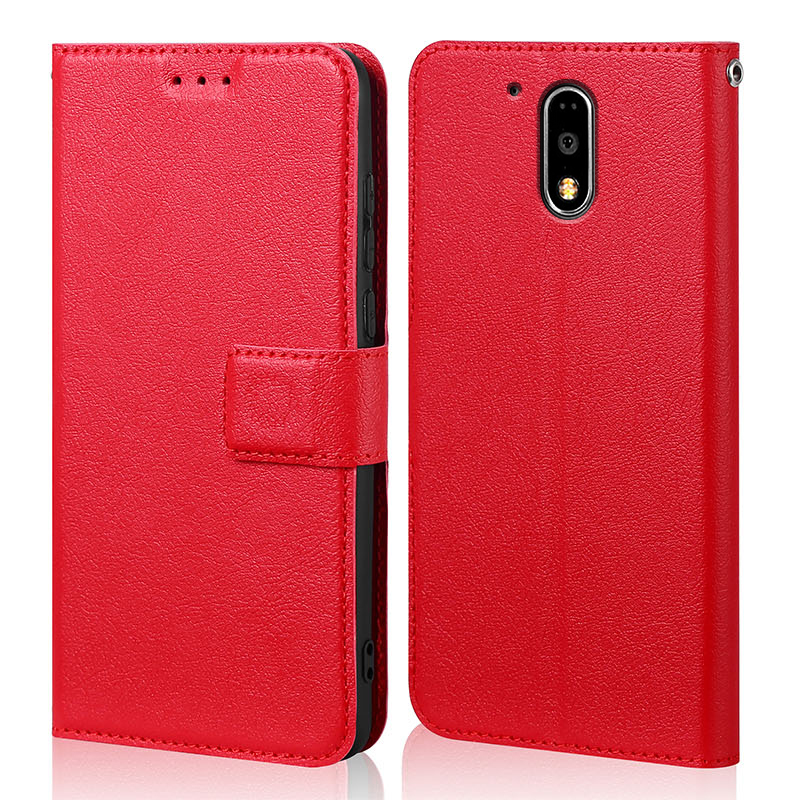 Für Motorola Moto G4 fallen Brieftasche Leder Telefon fallen für Motorola Moto G4 Plus fallen kippen Zurück Tasche: Pro Motorola Moto G4 / rot