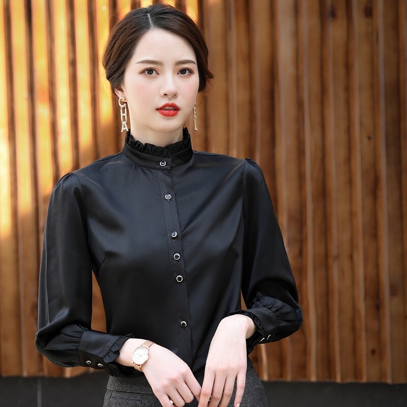 Women shirt Slim autumn Long sleeve OL Formal Business Blouses & Shirts Woman6210: XL