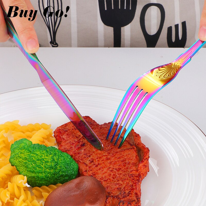 4-24PCS Luxury Flatware Set Stainless Steel Tableware Knives Forks Dining Dinner Spoon And Fork Western Food Dinnerware