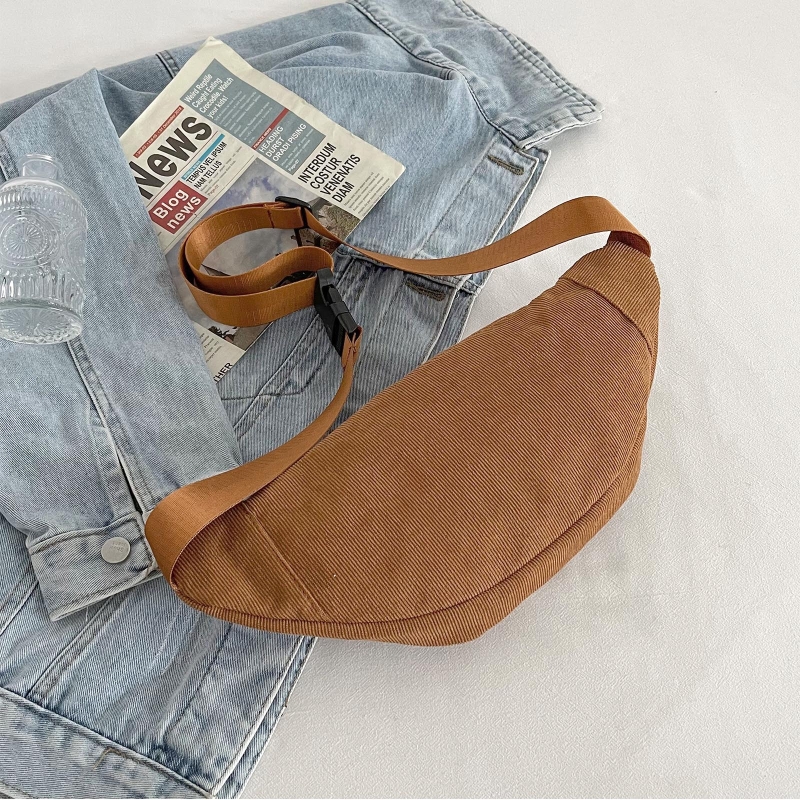 Marsupio in velluto a coste da donna borsa a tracolla con cerniera Casual borsa da viaggio sportiva semplice da viaggio borsa da cintura moda telefono marsupio