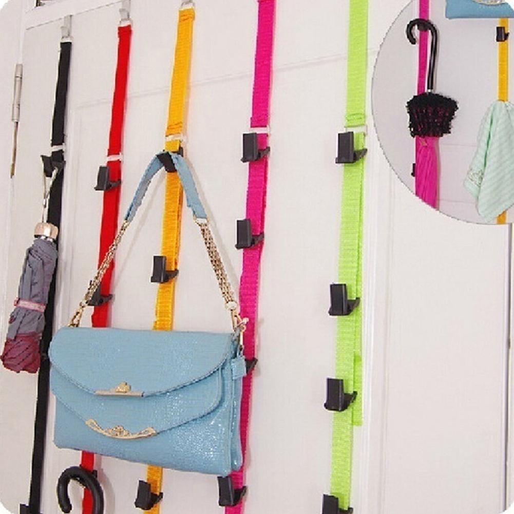 Straps Hanger Adjustable Over Door Hat Bag Rack Hooks Clothes Holder 8 Organizer P5Q7