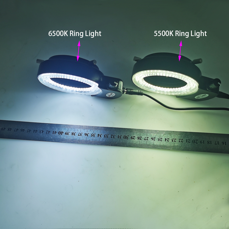 Einstellbar 6500K 5500K 144 LED Ring Licht illuminator Lampe Fo Industrie Stereo Mikroskop Objektiv Kamera Lupe 110V-240V Adapter