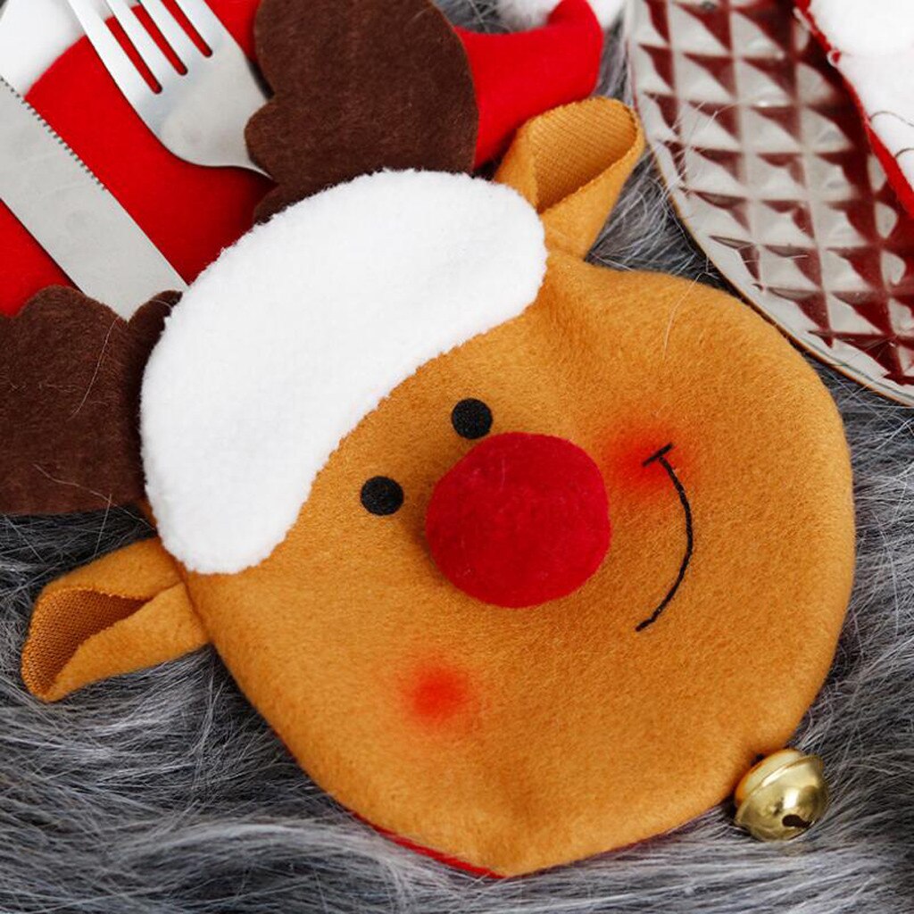 Dorp Xmas Bestek Zak Servies Zakken Vorken Cover Sneeuwpop Kerstman Elanden Christmas Party Decoratie Voor Kinderen