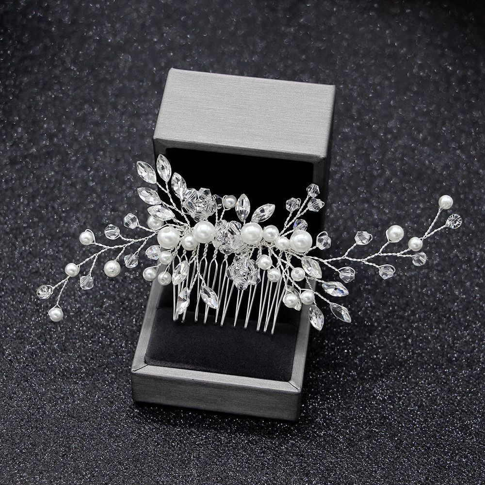 Peines para el pelo de la boda para la novia Cristal Diamantes de imitación perlas mujeres horquillas novia tocado accesorios de la joyería del pelo