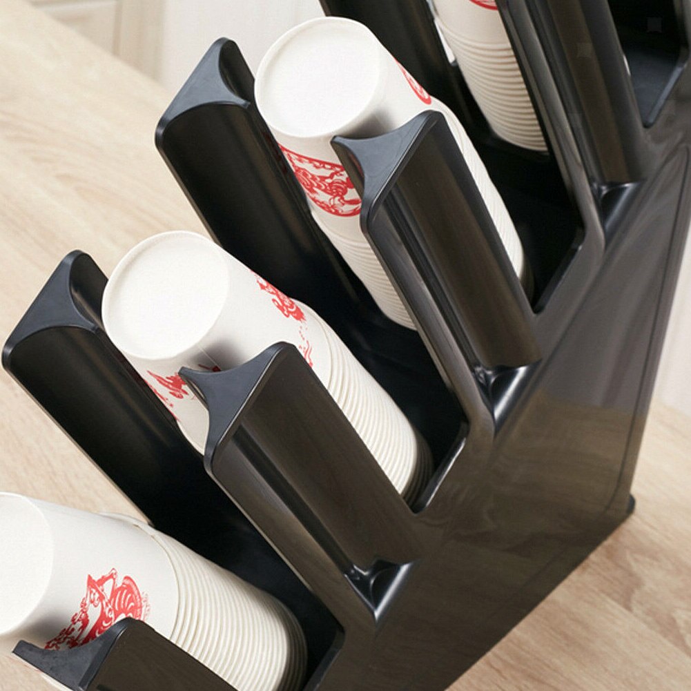 Portable 4 Stacks Paper Cup Lid Holder Dispenser Coffee Drink Cafe Home Buffet Stand Rack For Restaurant Convenience Store Deli