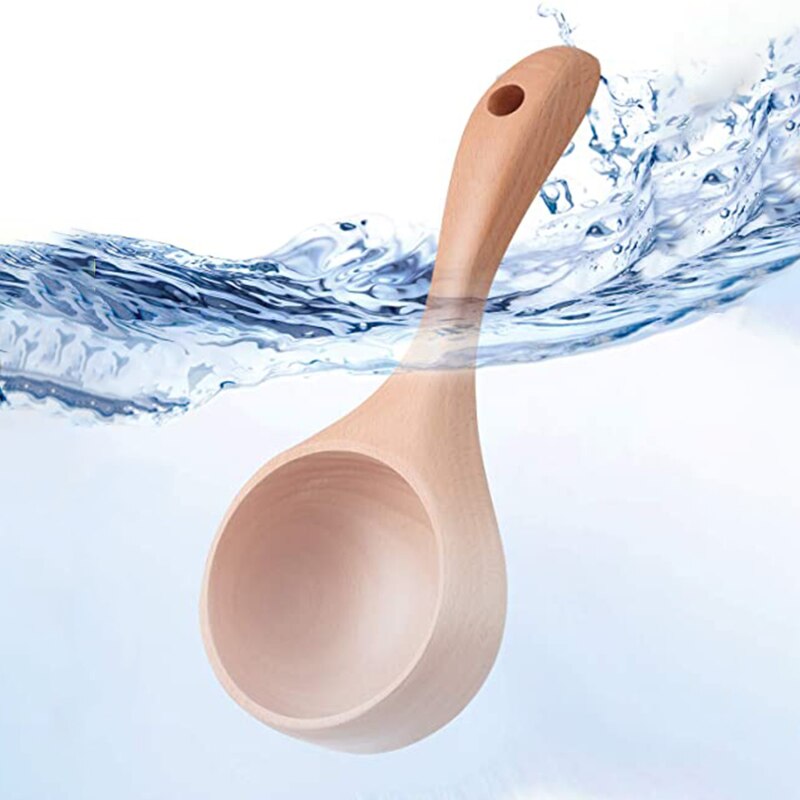 Short Handle Solid Wood Scoop Japanese-style Rice Scoop Kitchen Water Scoop Wooden Spoon Bath Sauna Wooden Bucket Spoon
