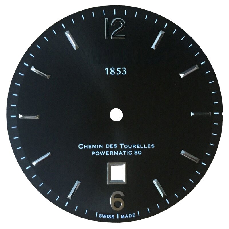 38mm cadran aiguilles boîtier pour T099407A montre texte T099408 montre accessoires pour ETA 2824-2 mouvement: Black Silver number