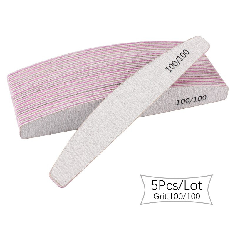 5pz/10pz lime per unghie colorate per barche in carta vetrata 80/100/150/180/240 tampone di carta vetrata grigia smeriglio bordo manicure accessori per unghie: 5pezzi 100-100 Grit