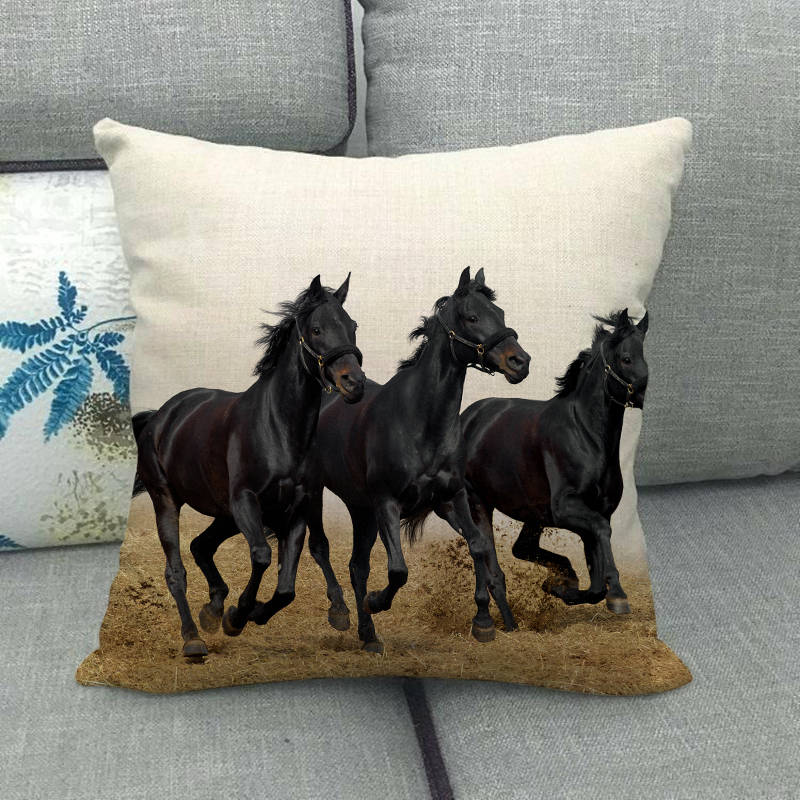 45cm * 45cm running horse linnen/katoen sierkussen covers couch kussenhoes home decor kussen