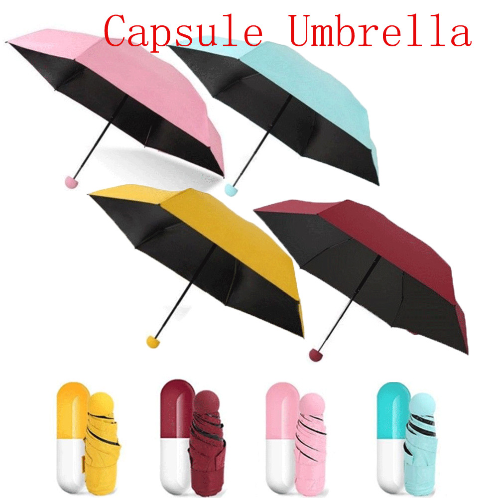 Capsule Umbrella Mini Light Small Pocket Umbrellas Anti-UV Folding Compact Cases