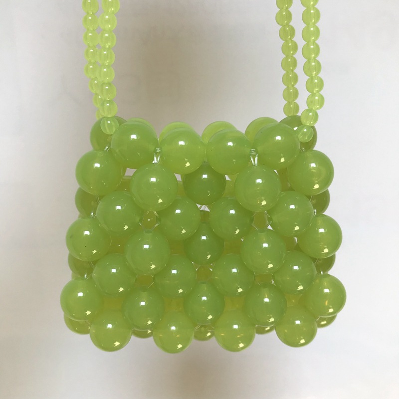 Signore Di Lusso del progettista Perline Fatti A Mano Sacchetti di Mini Sacchetto di Spalla Croce di Cristallo Della Ragazza Tessuto Sacchetto Del Messaggero di Alta Qualità Pera Borse: GREEN