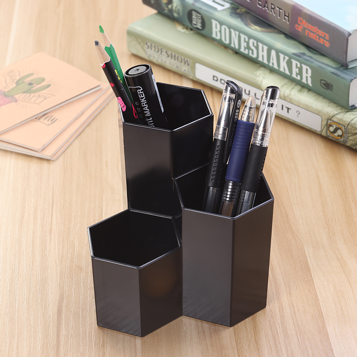 Penhouder Creatieve opslag Ganizer Bureaustandaard Slot Cup Briefpapier Make-up Box Thuiskantoor Schoolbenodigdheden Container Desktop: Default Title