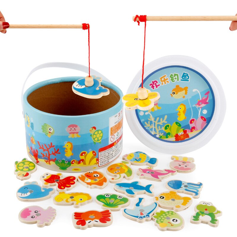 Pesce Educativi Del Bambino Giocattoli Di Legno Giocattolo di Pesca Magnetico Set Di Natale Regali Per Bambini Per Bambini Gioco Educativo Giocattolo Educativo M41: Default Title