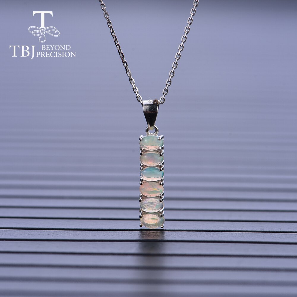 925 sterling silver with natural opal pendant necklace long pendant with 2ct natural gemstones fine jewelry for women daily wear: Default Title