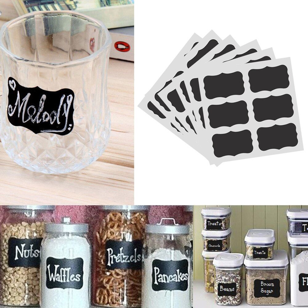 Sticker 36pcs /Set Blackboard Stickers Craft Kitchen Jar Storage Box Label 5cm X 3.5cm Black Spice Blackboard Sticker Blackboard