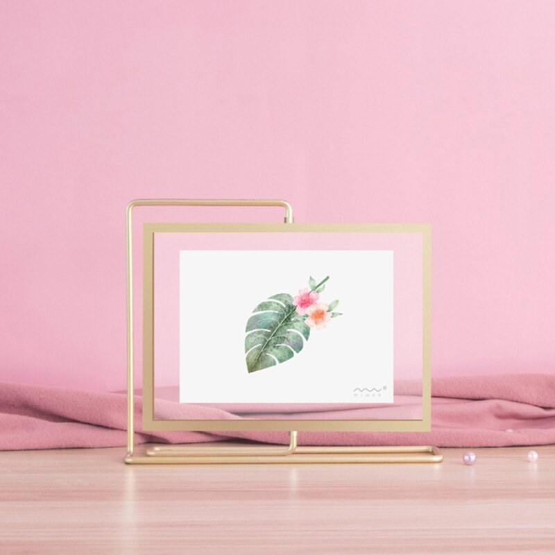 Metal 360 Degree Rotating Photo Frame Geometric Picture Storage Home Decoration Office Wedding Ornaments