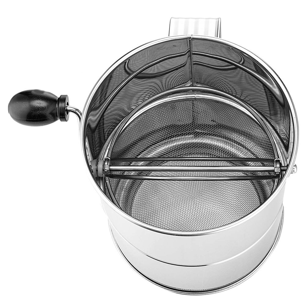 Stainless Steel Flour Sifter Hand Crank Baking Powdered Sugar Sieve Kitchen Tool