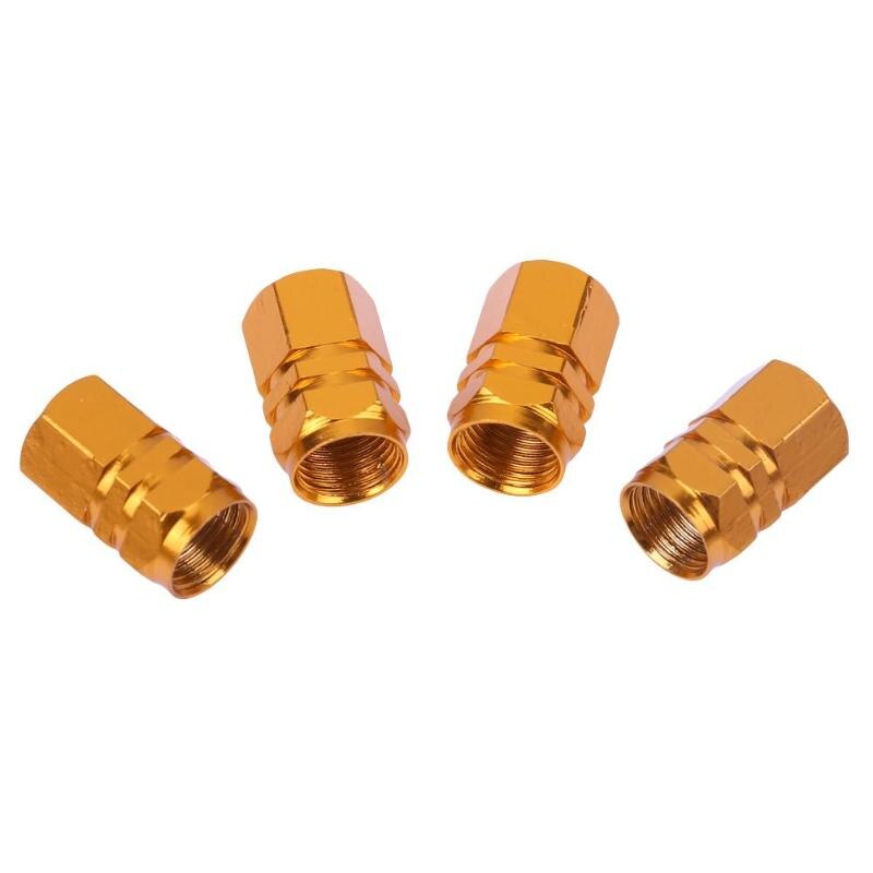 4pcs 5Colors Automotive Aluminum Alloy Valve Cap Personal Tire Cap Decorate And Protect Your Car Wheels Tires Part: Gold