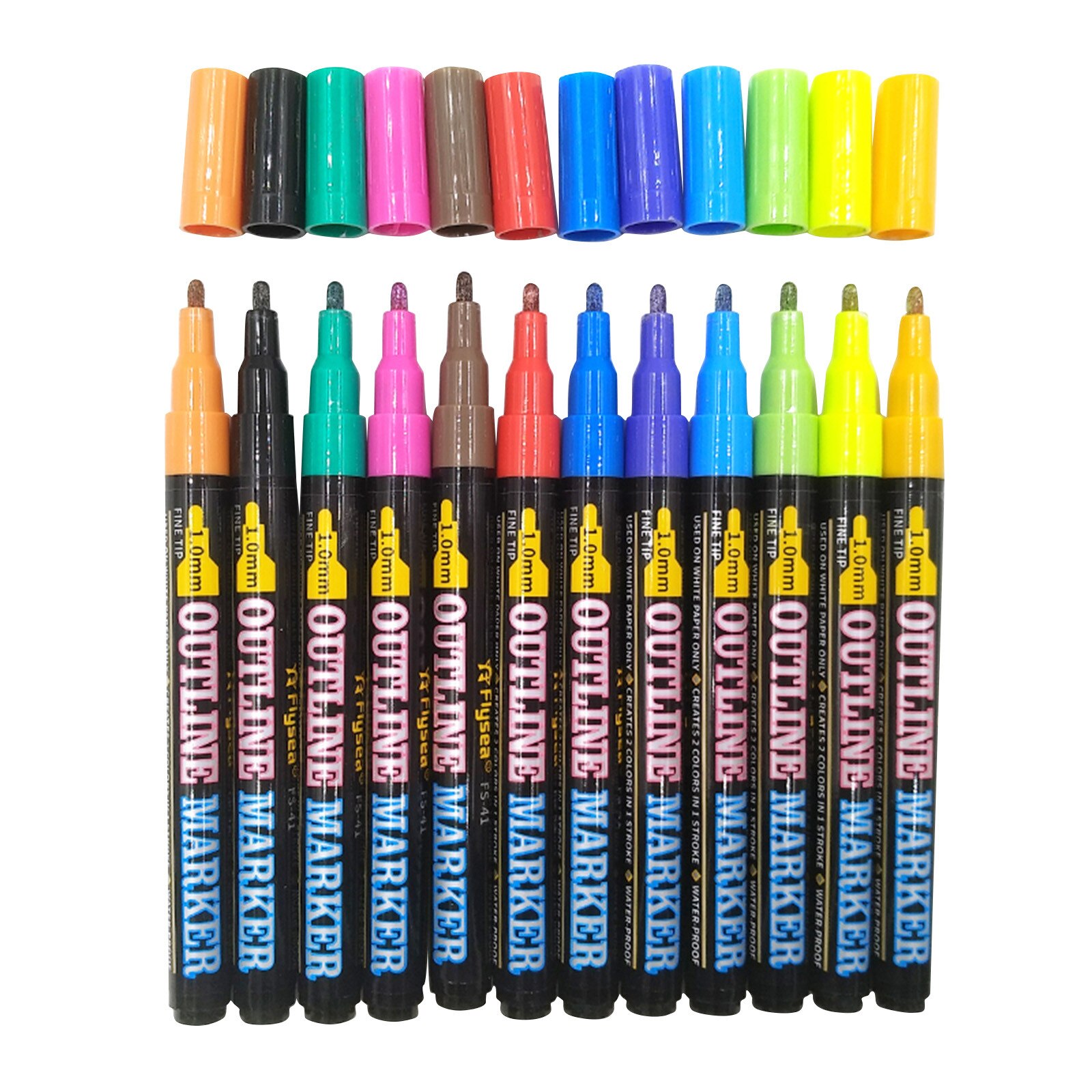 4# 12pc Metallic Markers Paints Pens Art Glass Paint Outline Writing Markers 12ml For School Drawing Painting Art Supplies