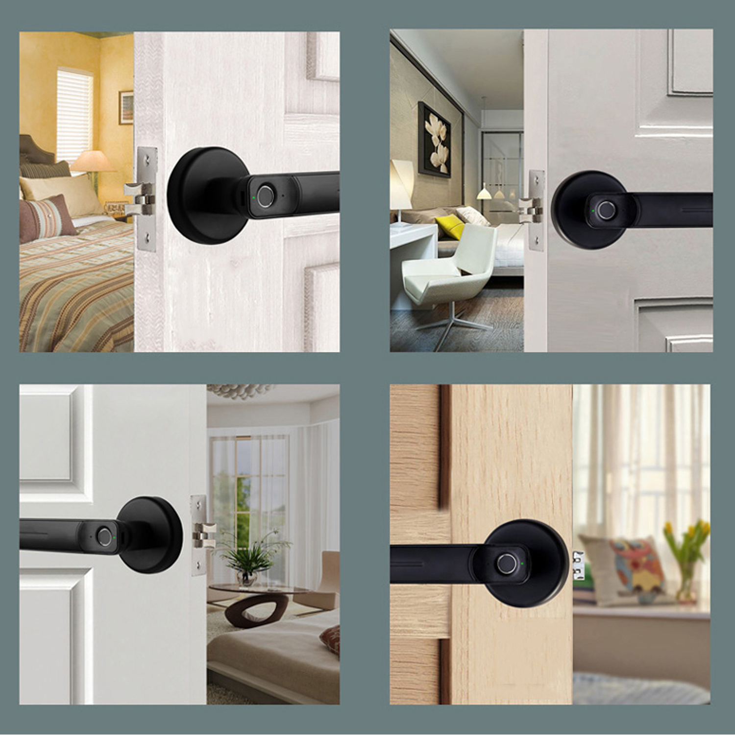 WAFU Fingerprint Handle Key Door Lock for Room Office Smart Lever Door Knob Zinc Alloy Fingerprint Handle Lock WF-017