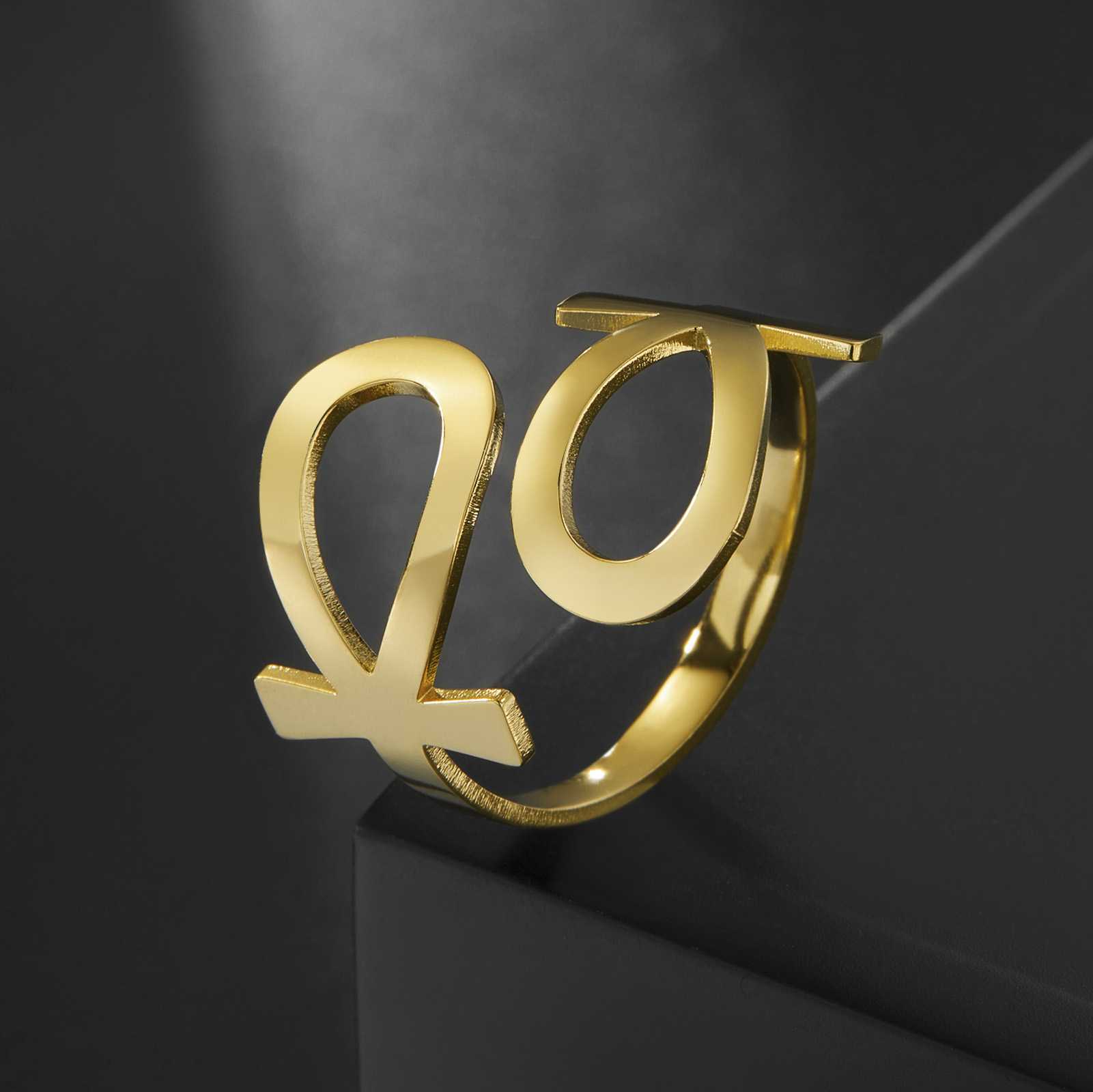 LIKGREAT Egitto Ankh Croce Anelli per le donne Anello da dito regolabile con cuore in acciaio inossidabile Gioielli religiosi egiziani Regalo di nozze