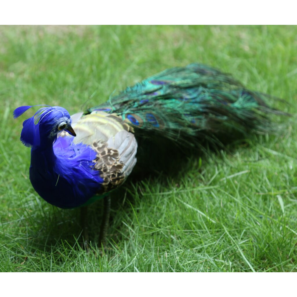 Realistic Feathered Peacock Figure, Landscape Animal Ornaments Crafts