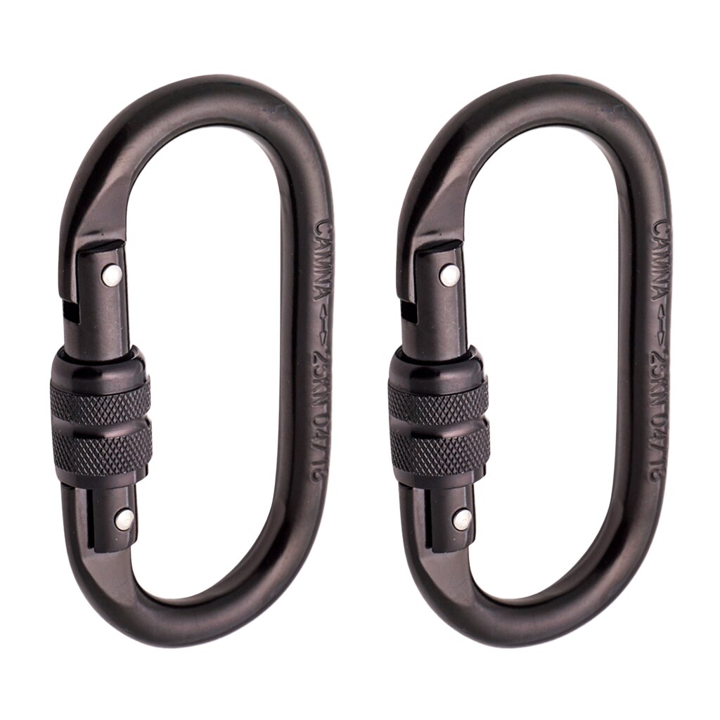 2 stücke Oval-Form 25KN Schraube Locking Karabiner Klettern Abseilen Rettungs Ausrüstung 110X60mm