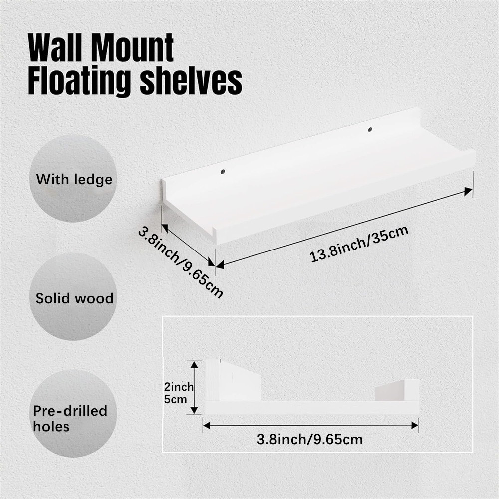 Estantes flotantes montados en la pared, Juego de 3 estantes de madera rústica con de repisa para dormitorio, sala de estar, cocina, estante de almacenamiento de pared