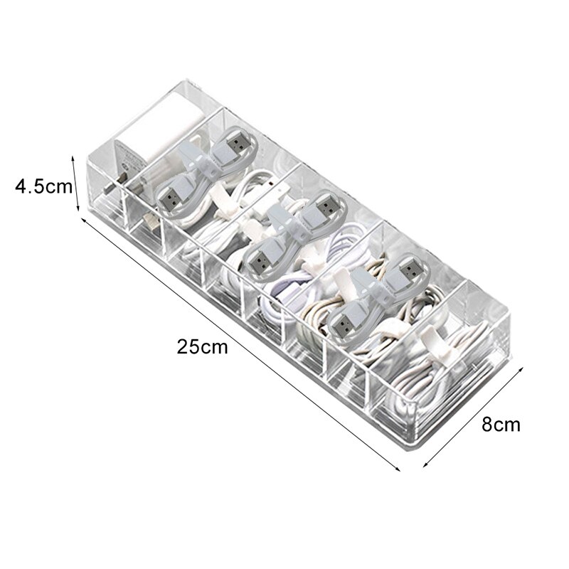 Ins Desktop Wire Cable Organizer Box USB Data Line Cable Storage Holder Case Jewelry Makeup Tank Bin Home Accessories Organizer: 5Grids