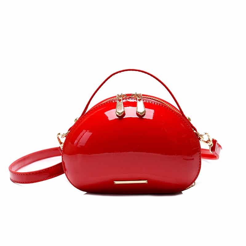 Bolso redondo de para mujer, bolso pequeño de Color caramelo para chica, bolso de hombro sólido, bolso bandolera para mujer joven, resistente al desgaste: Rojo