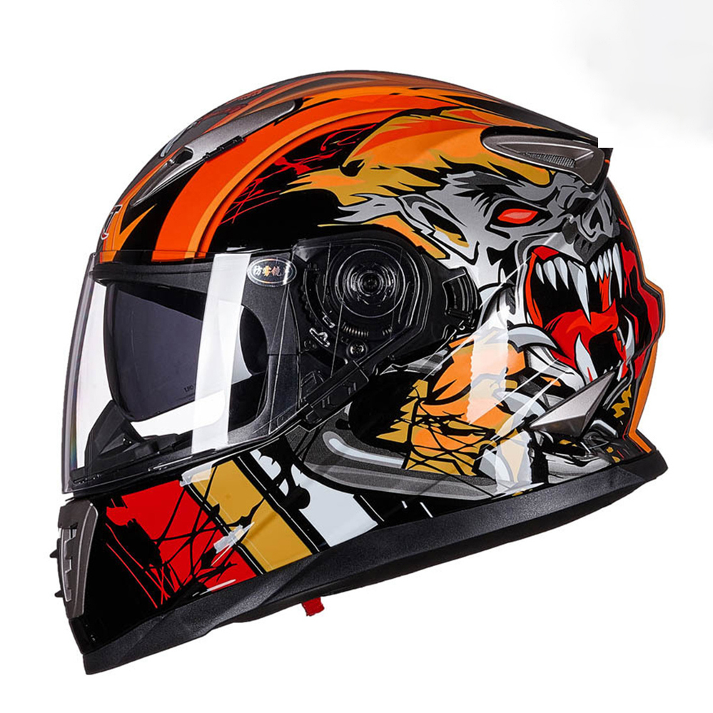 Full Face Motorhelm Mannen Vrouwen Dot Winter Veiligheid Anti-Fog Waterdichte Dubbele Lens Rijden Motorfiets Helm Casco Motorcross: Clear / XL