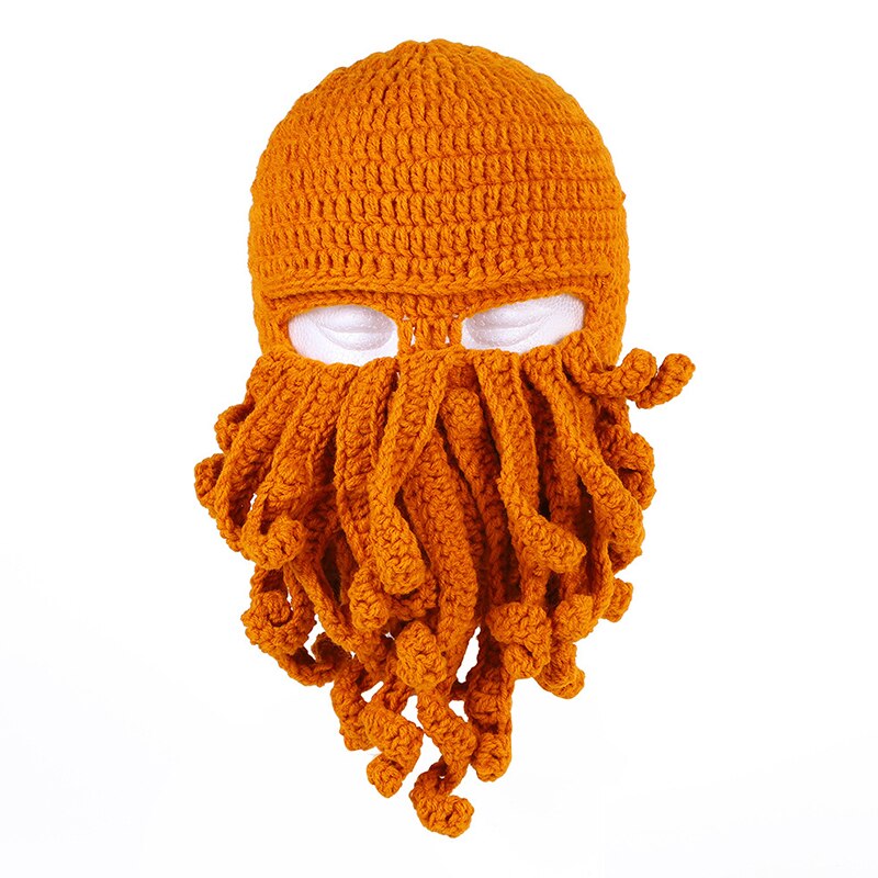Novelty Funny Party Octopus Beard Hat Unisex Animal Cthulu Crocheted Tentacle Knit Wind Mask Ski Cap Halloween Hats: 06