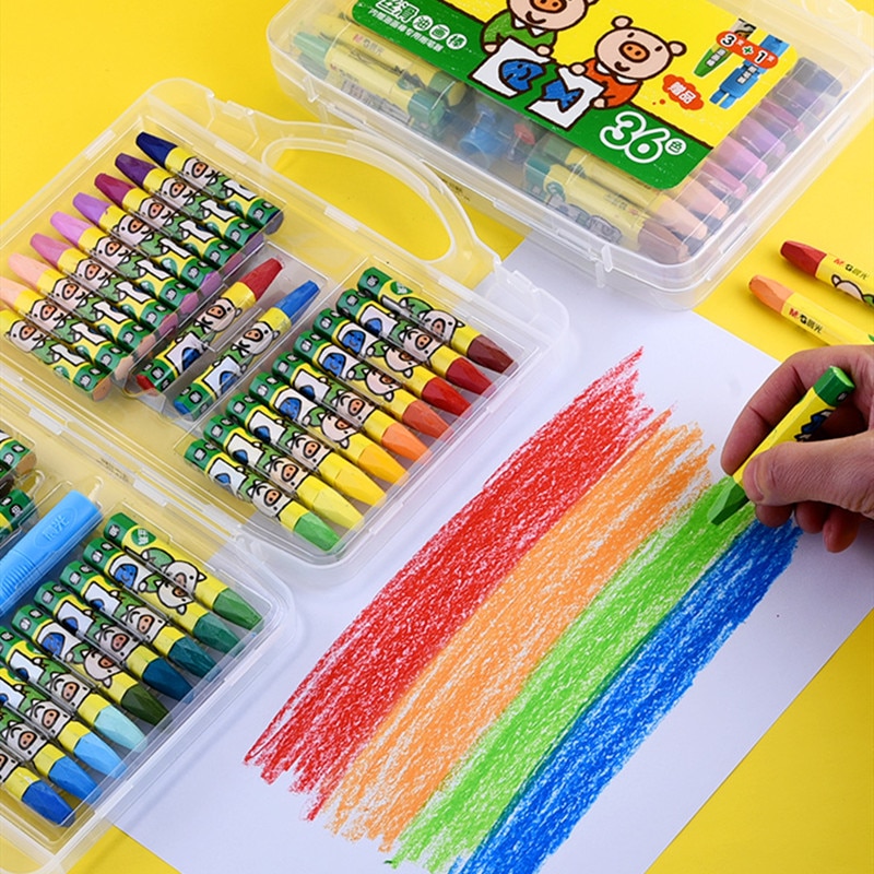 Lápiz de cera Deli para niños, 12/24/36 colores por caja, pintura al óleo, Color caramelo, Pastel, Seguridad Infantil, Pastel no tóxico 0100